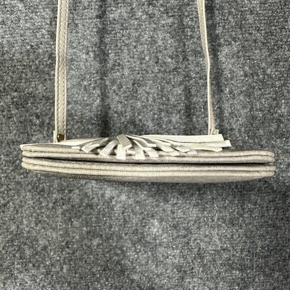 Crossbody Bag Purse on A String Phone Credit Cards Gray Faux Leather Tassel - Picture 5 of 5
